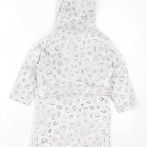 John Lewis Girls Grey Animal Print  Kimono Robe Size 5 Years