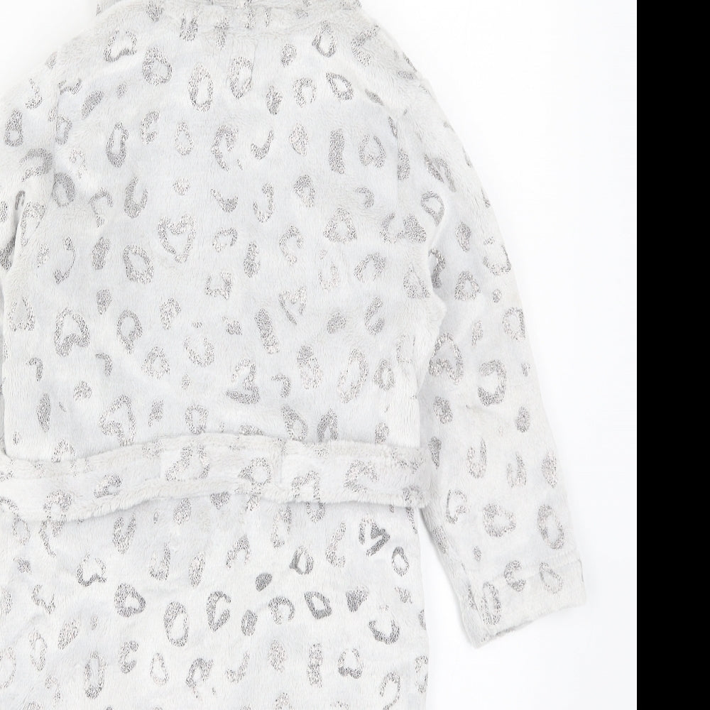 John Lewis Girls Grey Animal Print  Kimono Robe Size 5 Years