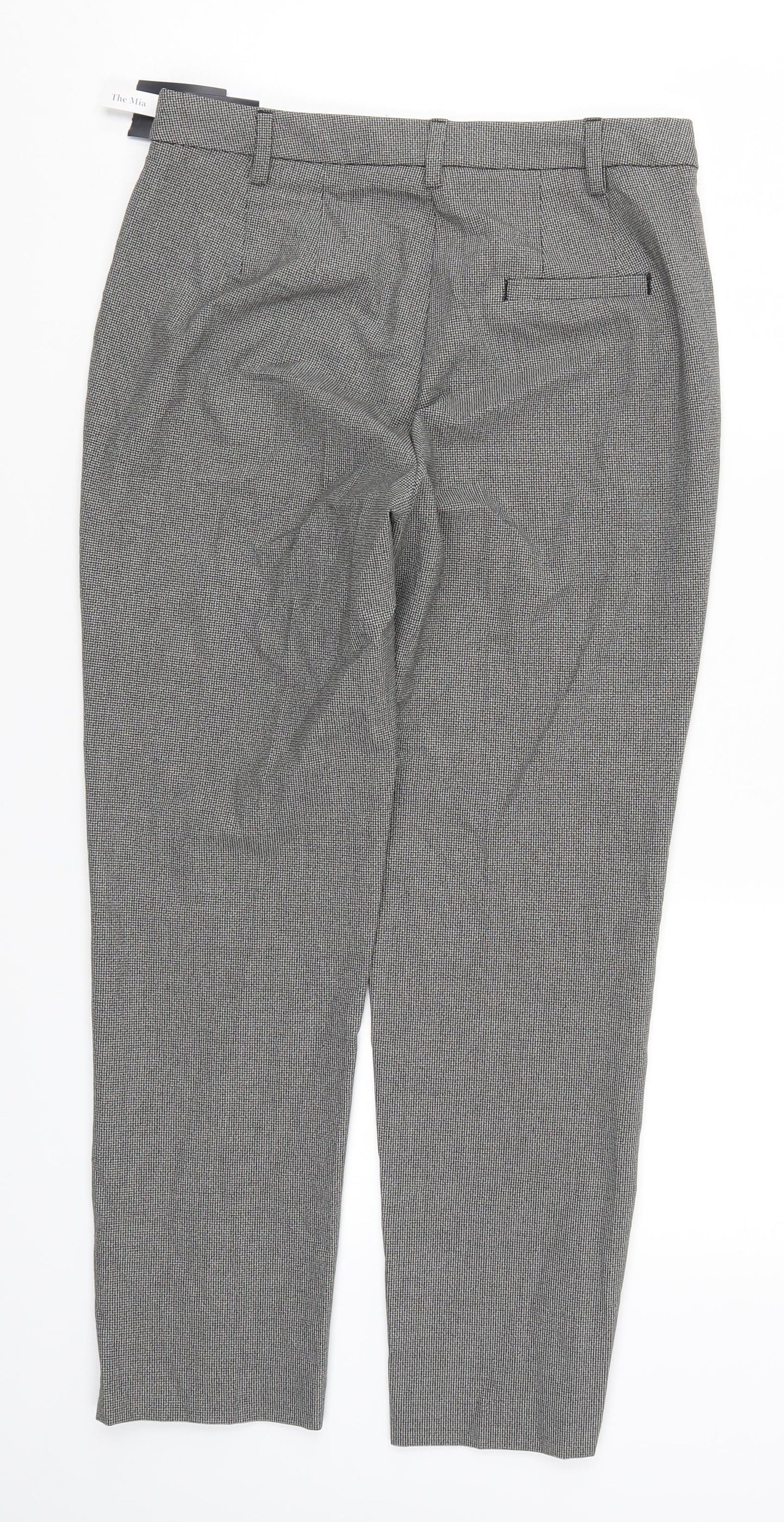 Marks and Spencer Womens Grey Houndstooth  Trousers  Size 8 L25 in