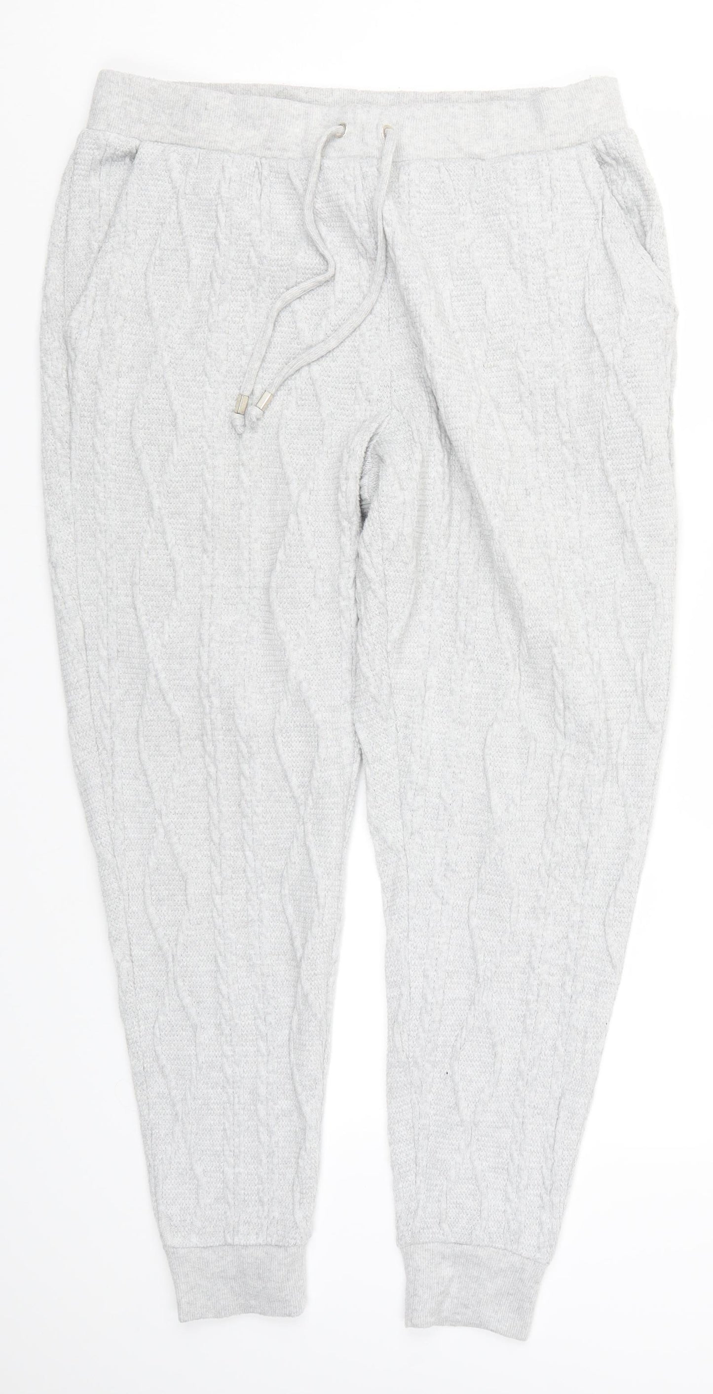 F&F Womens Grey  Knit Sweatpants Trousers Size 14 L28.5 in - Cable-knit Loungewear