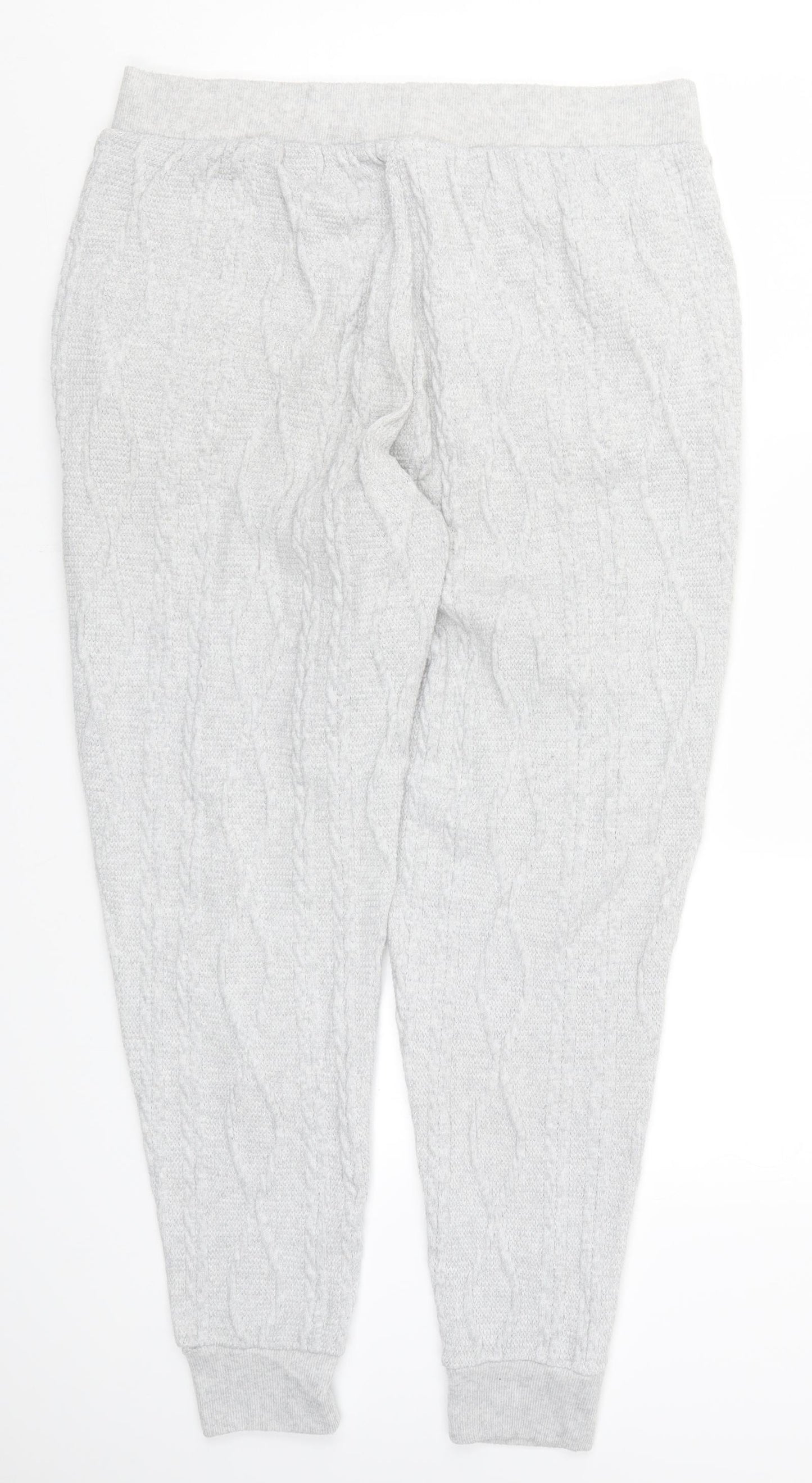 F&F Womens Grey  Knit Sweatpants Trousers Size 14 L28.5 in - Cable-knit Loungewear