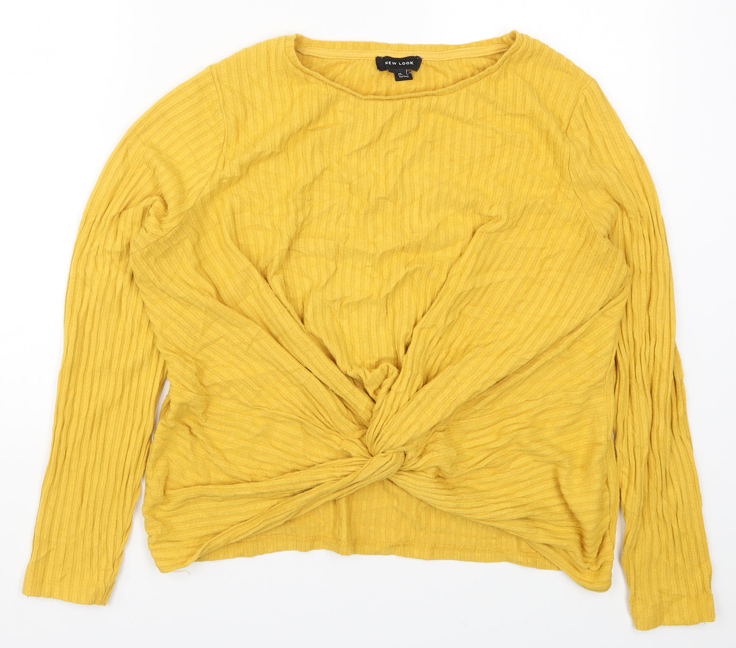 New Look Womens Yellow   Basic T-Shirt Size 16  - Twist Front
