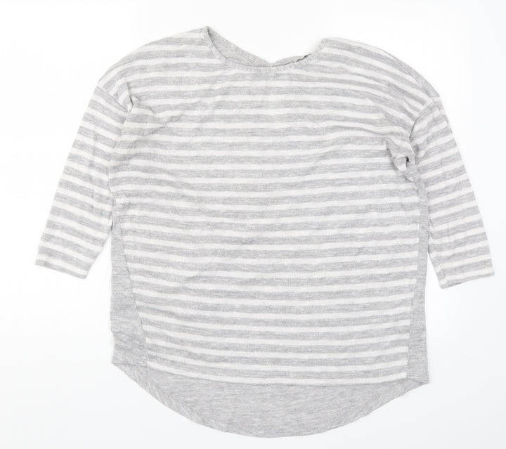 TU Womens Grey Striped Knit Pullover Jumper Size 14