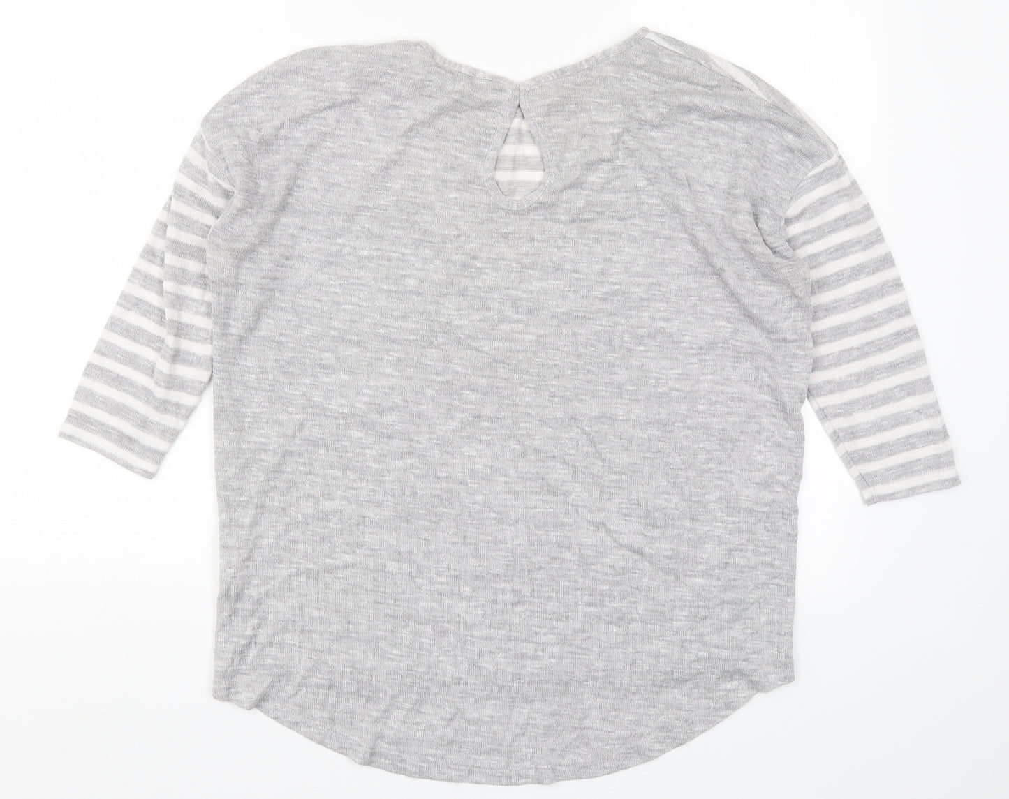 TU Womens Grey Striped Knit Pullover Jumper Size 14