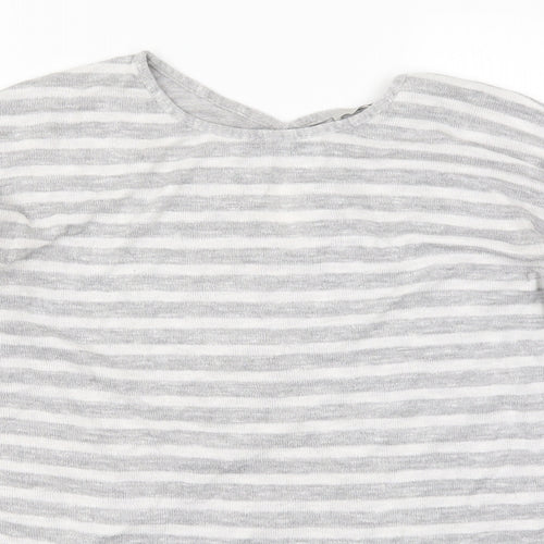 TU Womens Grey Striped Knit Pullover Jumper Size 14