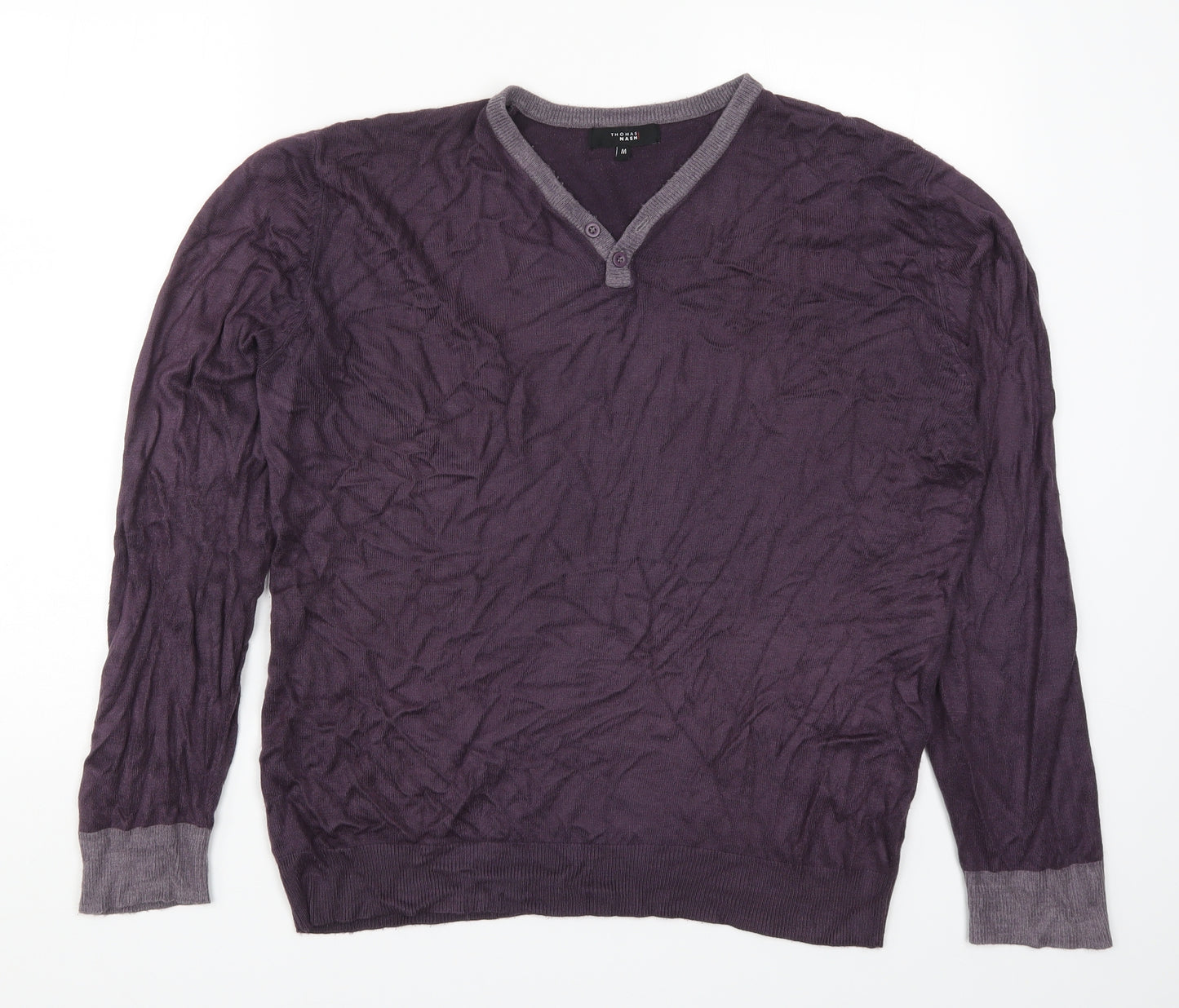 Thomas Nash Mens Purple  Knit Pullover Jumper Size M