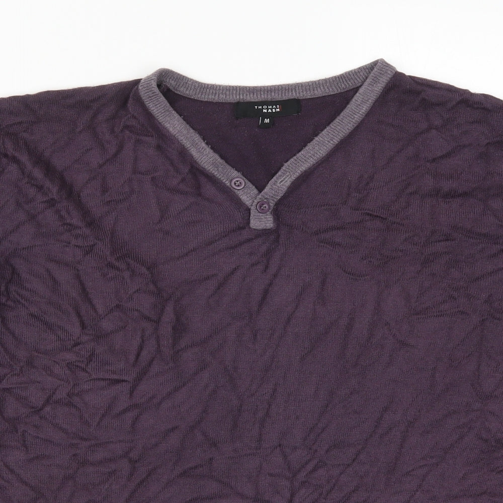 Thomas Nash Mens Purple  Knit Pullover Jumper Size M
