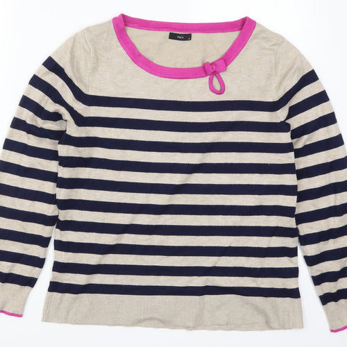 M&Co Womens Beige Striped Knit Pullover Jumper Size 18