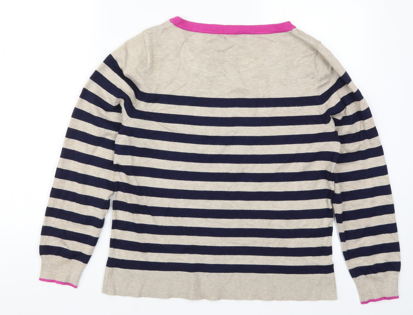 M&Co Womens Beige Striped Knit Pullover Jumper Size 18