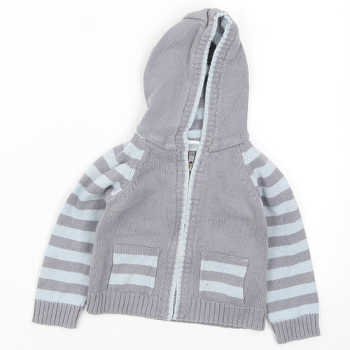 Cherokee Boys Blue Striped Knit Full Zip Jumper Size 12-18 Months