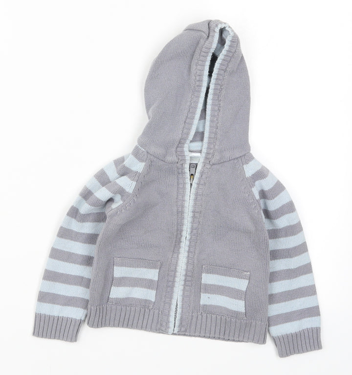 Cherokee Boys Blue Striped Knit Full Zip Jumper Size 12-18 Months