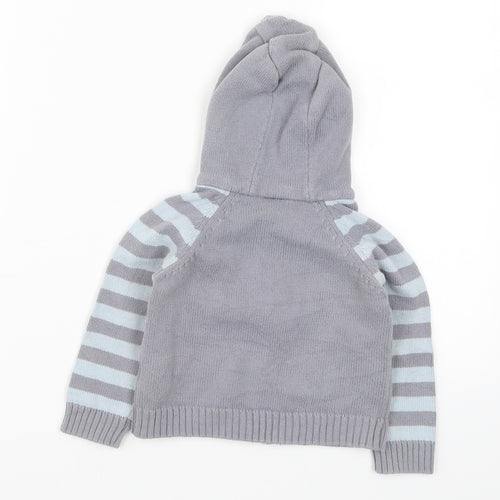 Cherokee Boys Blue Striped Knit Full Zip Jumper Size 12-18 Months
