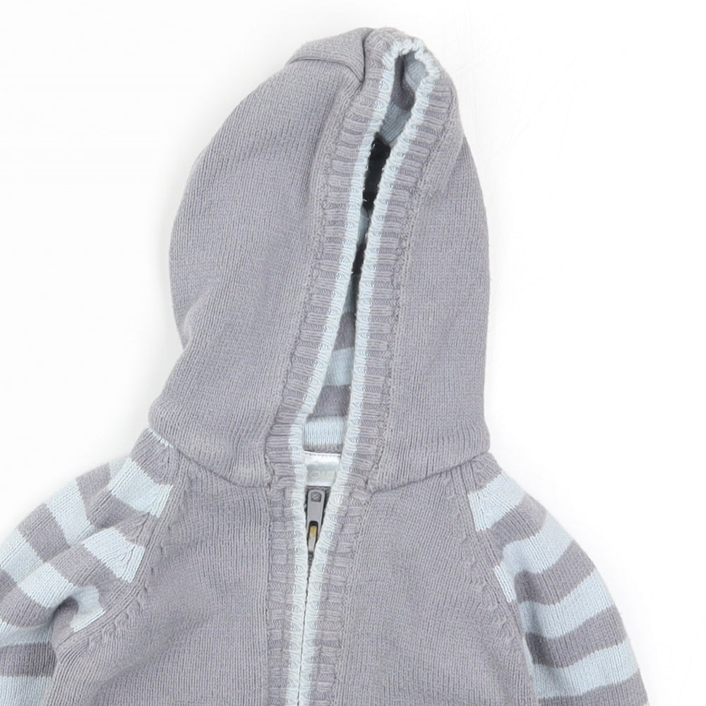 Cherokee Boys Blue Striped Knit Full Zip Jumper Size 12-18 Months