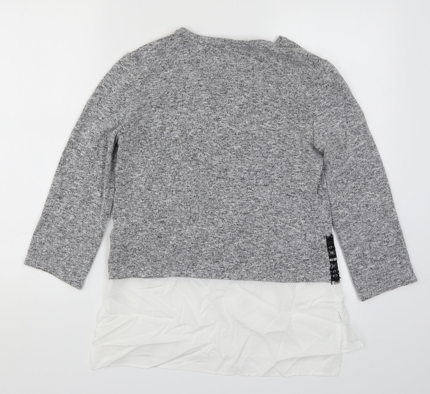 TU Womens Grey  Lace Basic T-Shirt Size 12