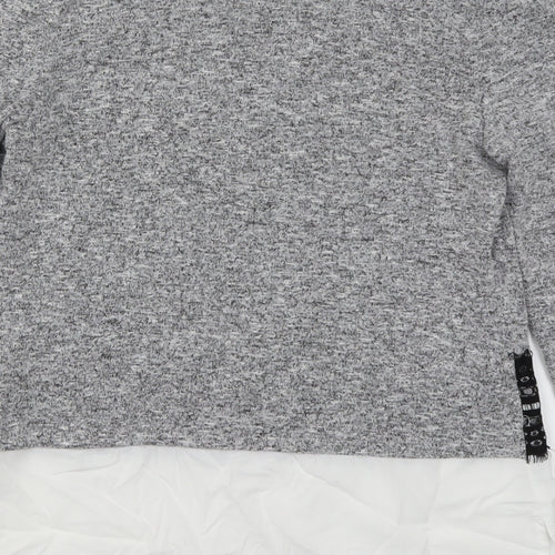 TU Womens Grey  Lace Basic T-Shirt Size 12