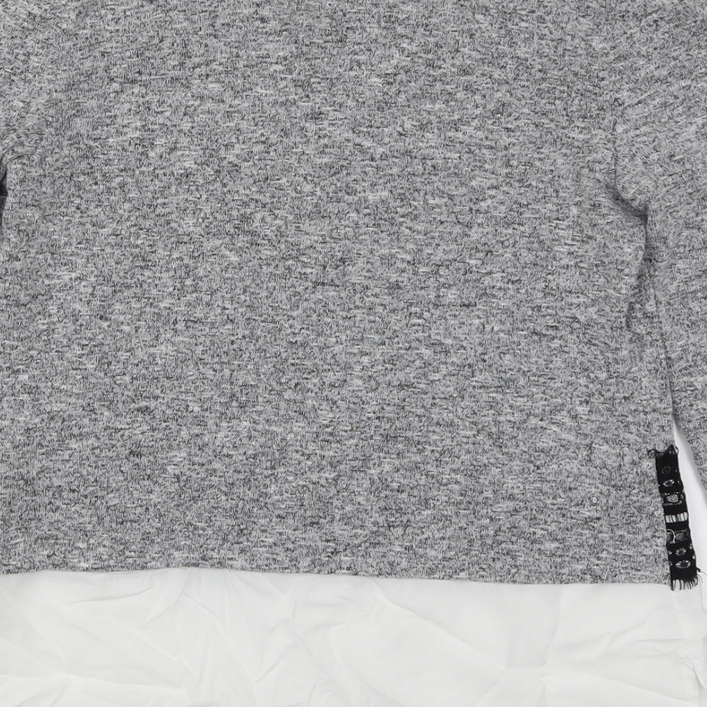 TU Womens Grey  Lace Basic T-Shirt Size 12