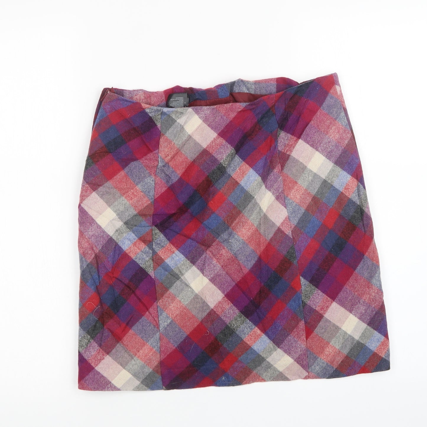 H&M Womens Red Check  Straight & Pencil Skirt Size 12