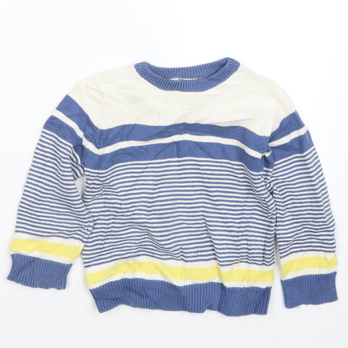 Mini Club Boys Blue Striped Knit Pullover Jumper Size 4-5 Years