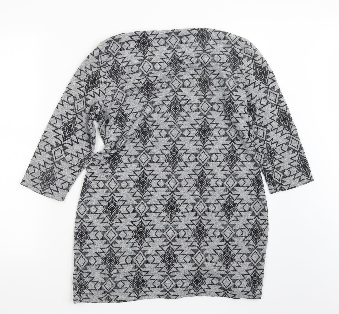 Marks and Spencer Womens Grey Geometric  Pullover Jumper Size 14