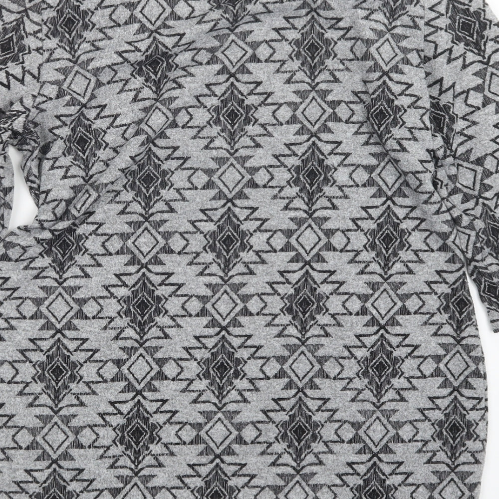 Marks and Spencer Womens Grey Geometric  Pullover Jumper Size 14