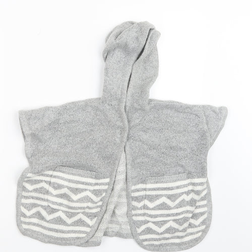 Preworn Girls Grey  Knit Cape Jumper Size 5-6 Years