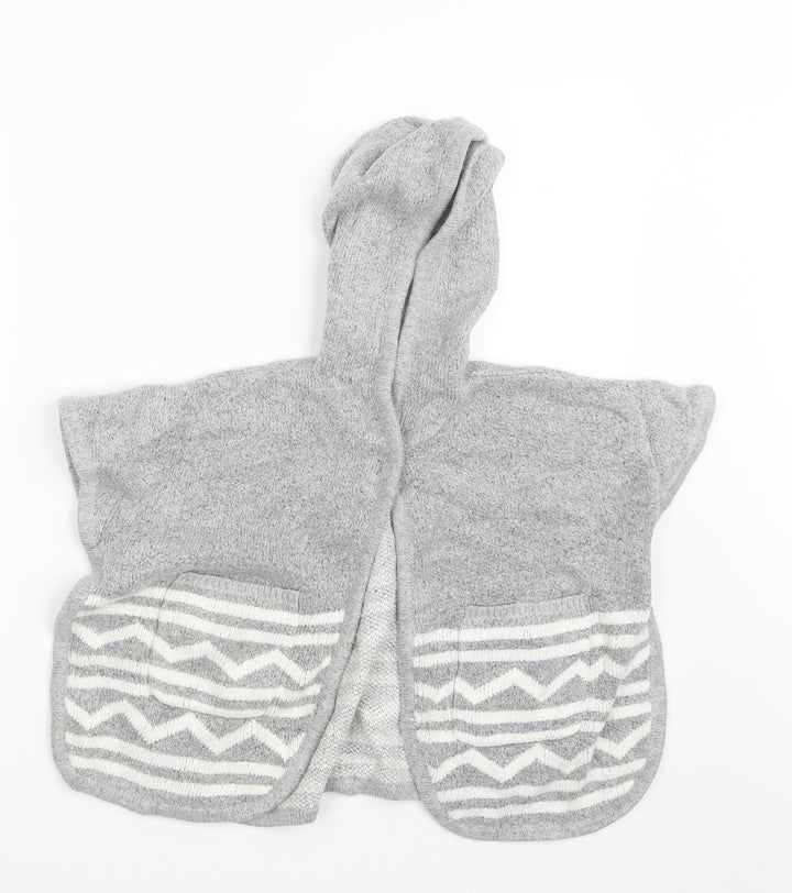 Preworn Girls Grey Knit Cape Jumper Size 5-6 Years