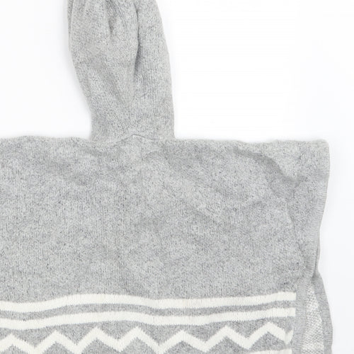 Preworn Girls Grey  Knit Cape Jumper Size 5-6 Years