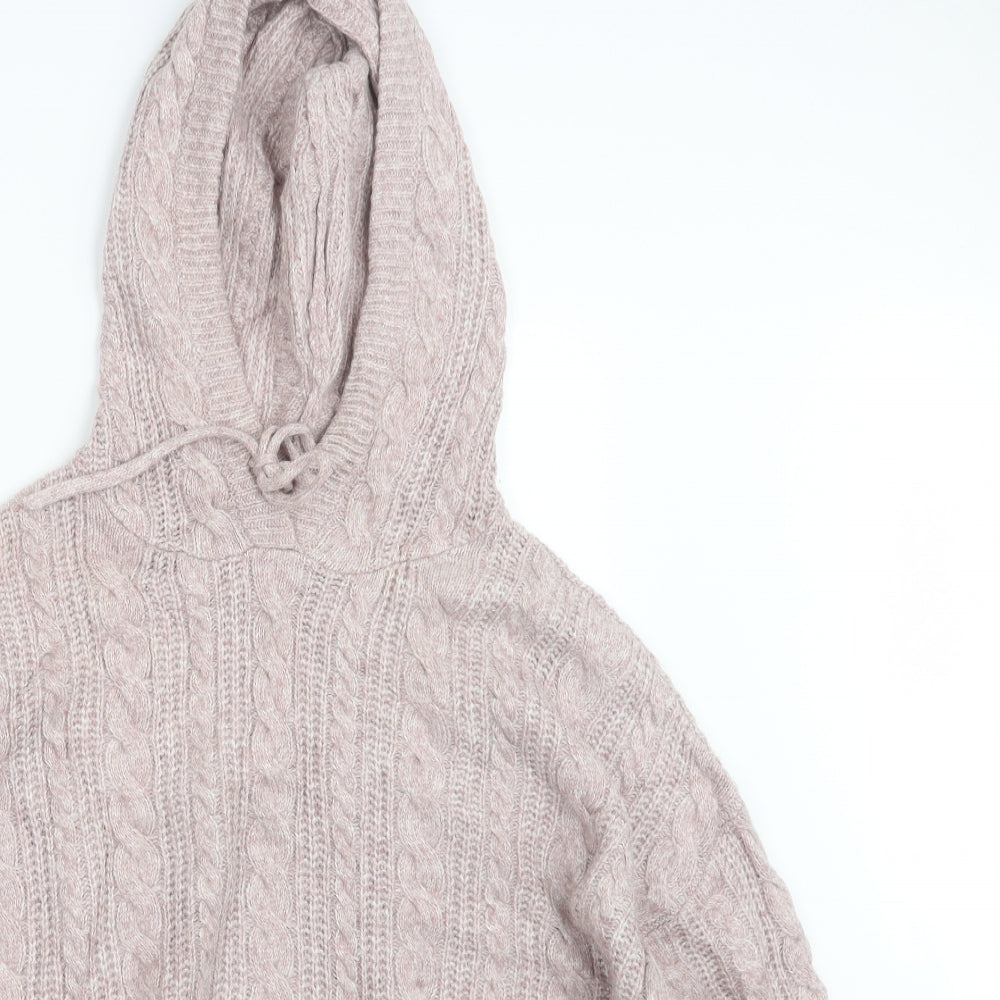 TU Womens Pink  Knit Pullover Hoodie Size L