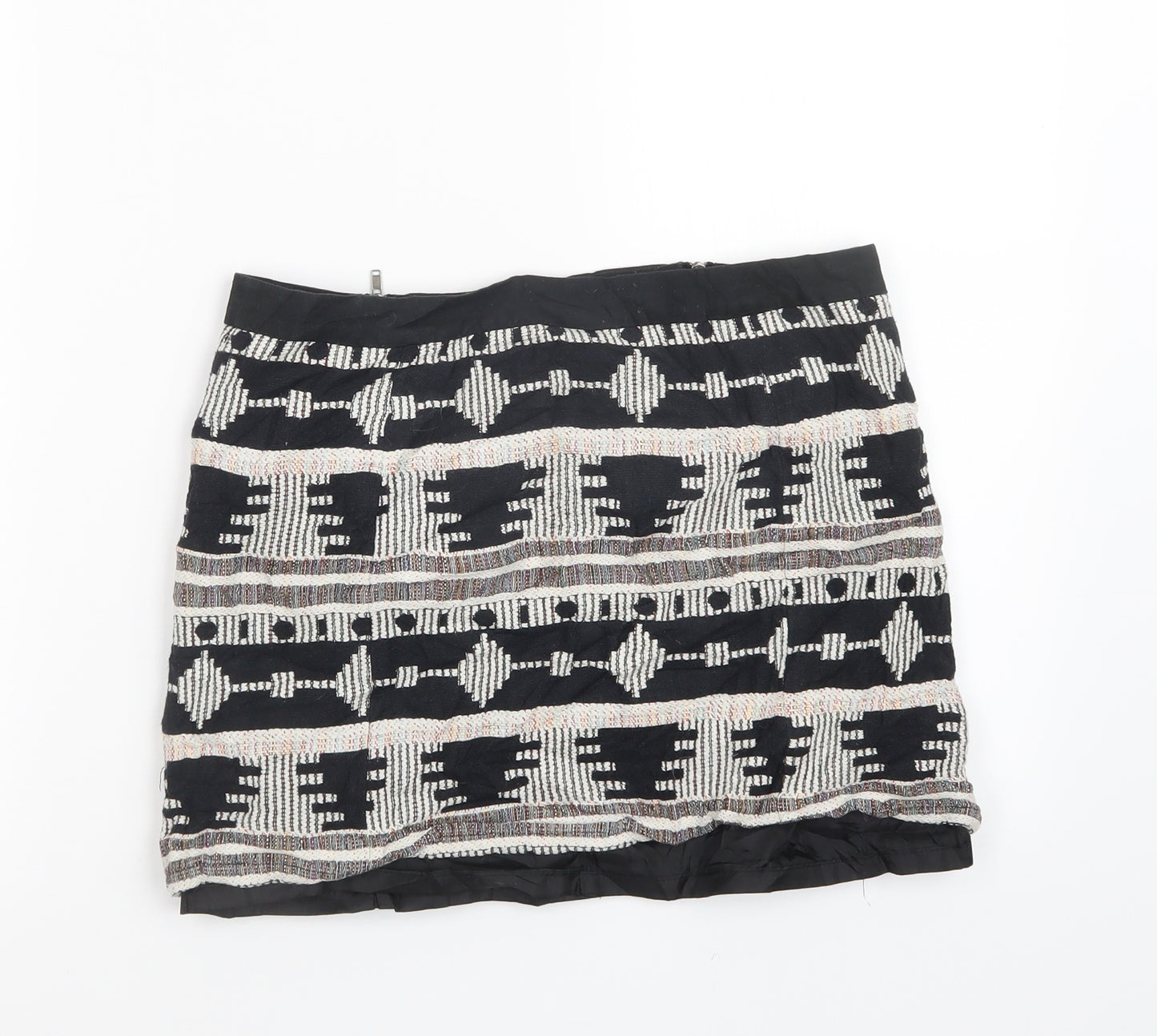 Topshop Womens Black Geometric  Mini Skirt Size 10