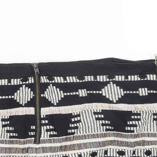 Topshop Womens Black Geometric  Mini Skirt Size 10