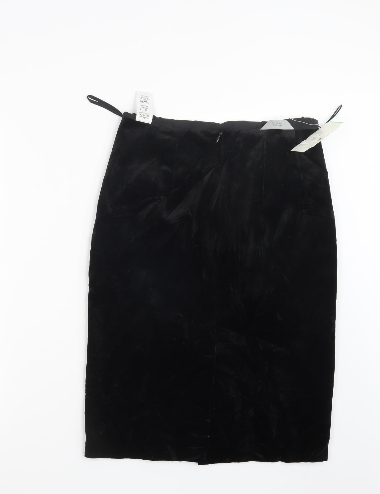 Marks and Spencer Womens Black  Velvet Straight & Pencil Skirt Size 12
