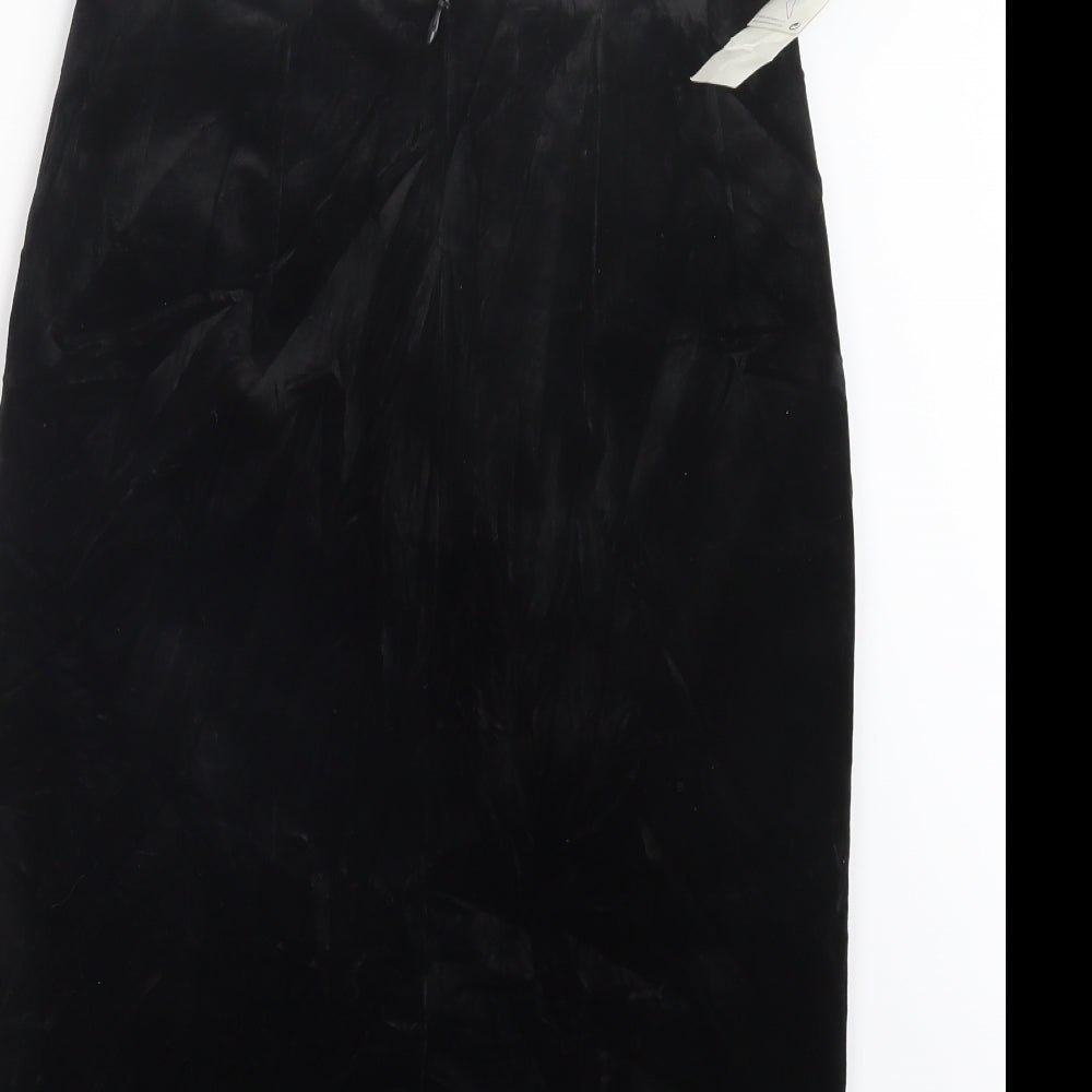 Marks and Spencer Womens Black  Velvet Straight & Pencil Skirt Size 12