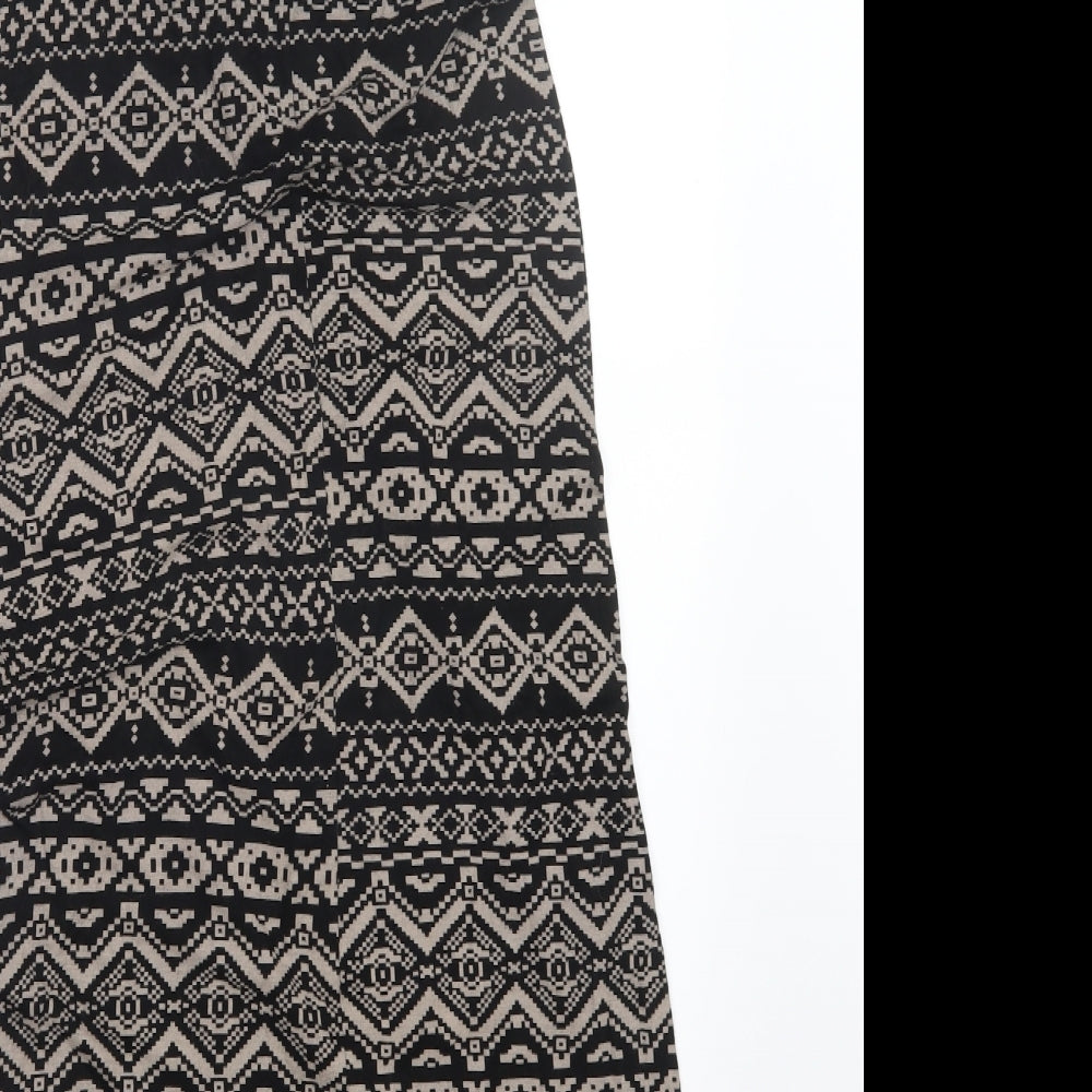 Graffic Womens Black Geometric  Maxi Skirt Size 8