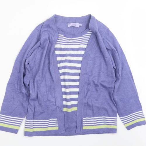 EWM Womens Purple  Knit Cardigan Jumper Size 10  - Top and cardigan in one