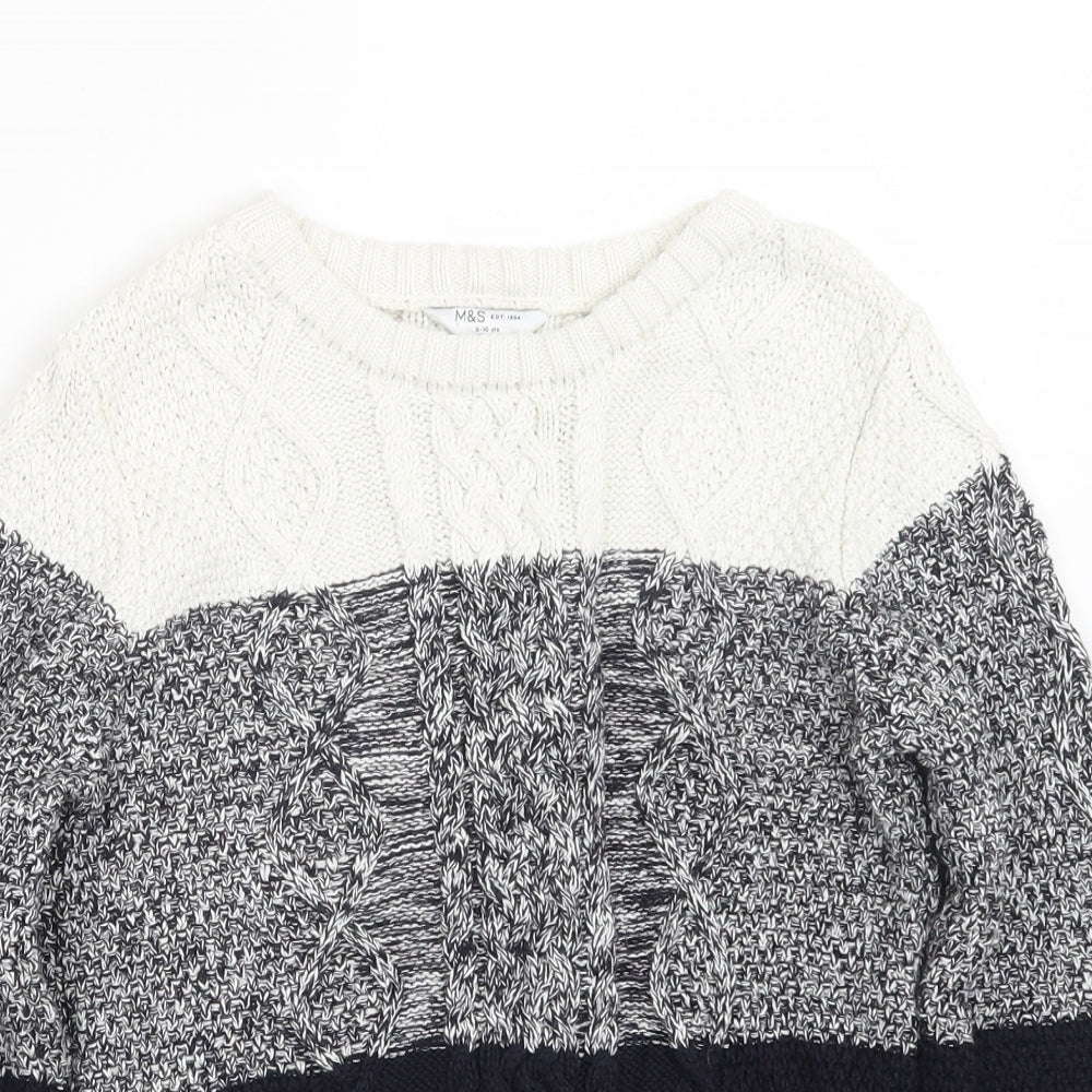Marks and Spencer Boys Blue  Knit Pullover Jumper Size 9-10 Years