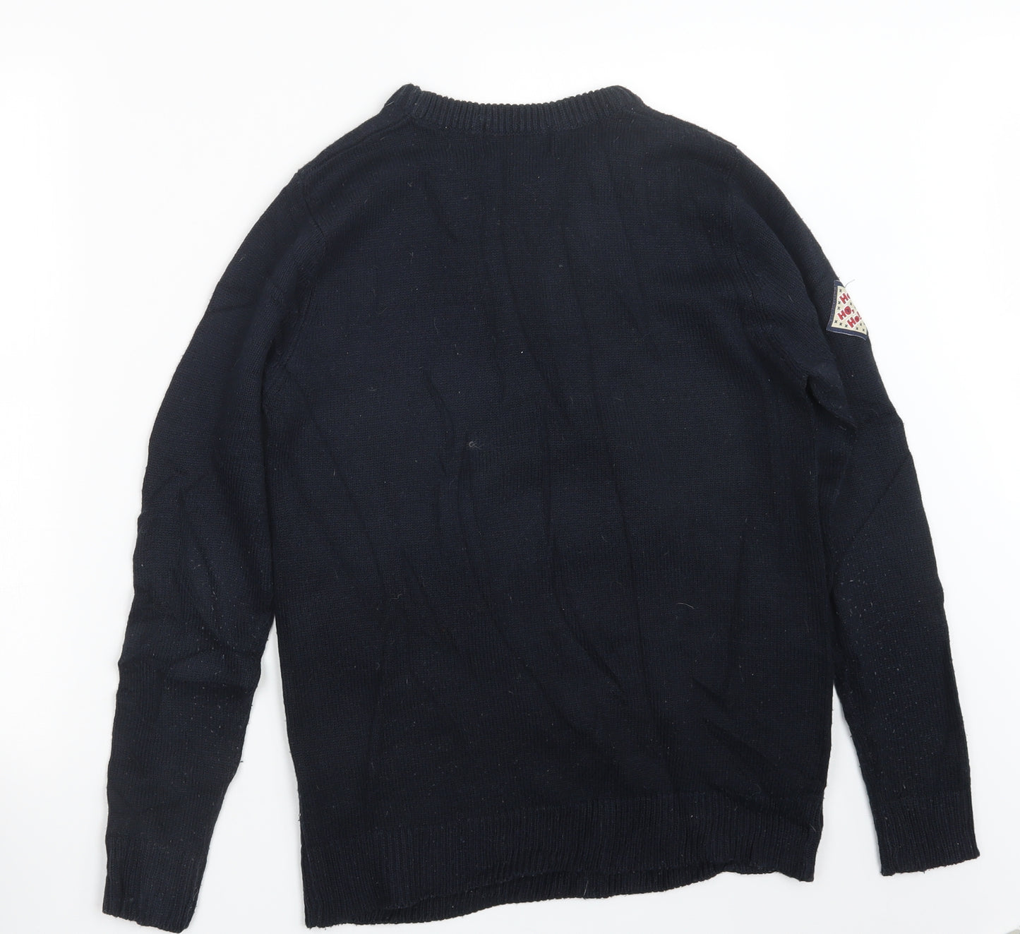 Ho Ho Ho Mens Blue  Knit Pullover Jumper Size S  - Christmas