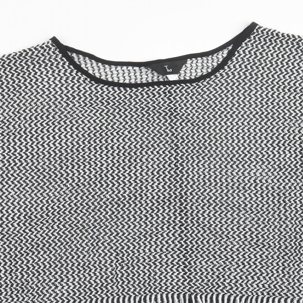 TIA Womens Black  Knit Pullover Jumper Size 10