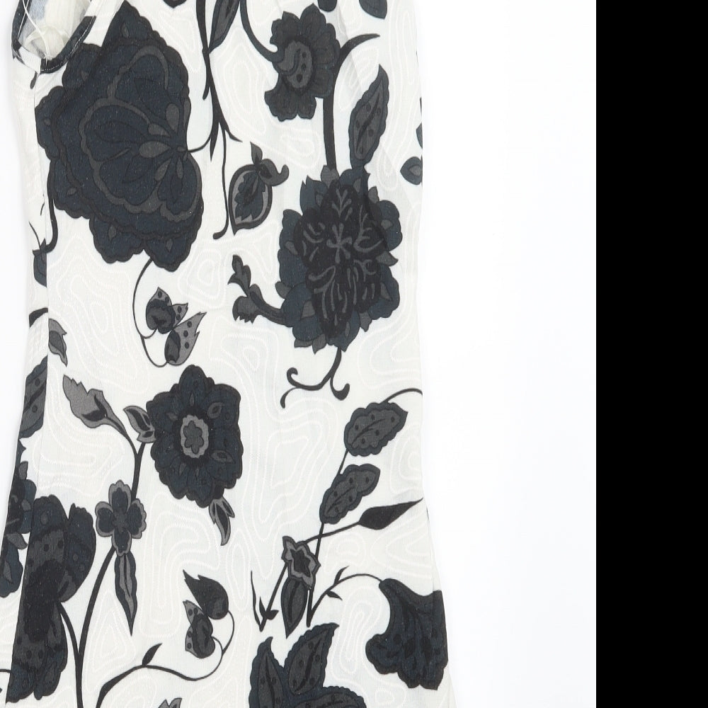 Quiz Womens Black Floral  Mini  Size 8