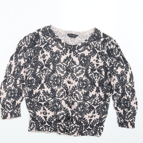Dorothy Perkins Womens Pink Geometric Knit Cardigan Jumper Size 16