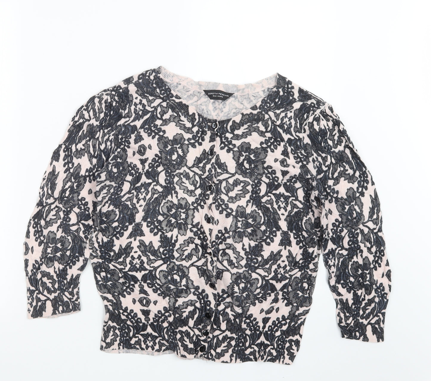 Dorothy Perkins Womens Pink Geometric Knit Cardigan Jumper Size 16