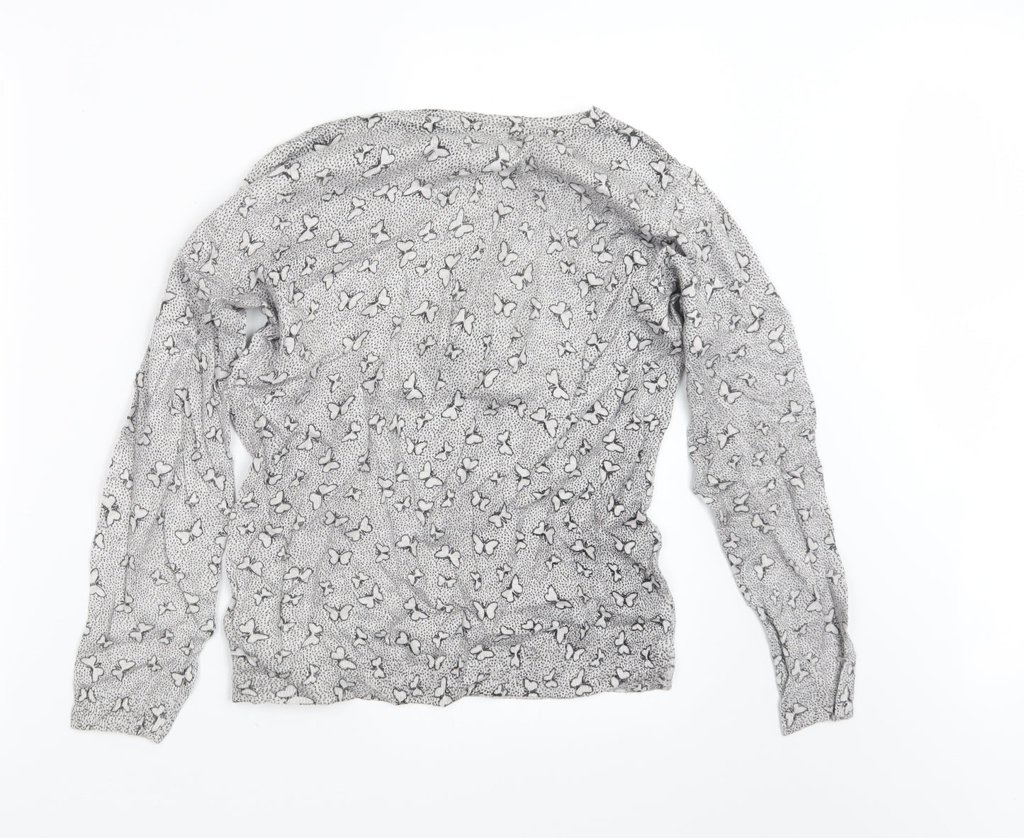 Marks and Spencer Womens Grey Geometric Knit Pullover Jumper Size 14