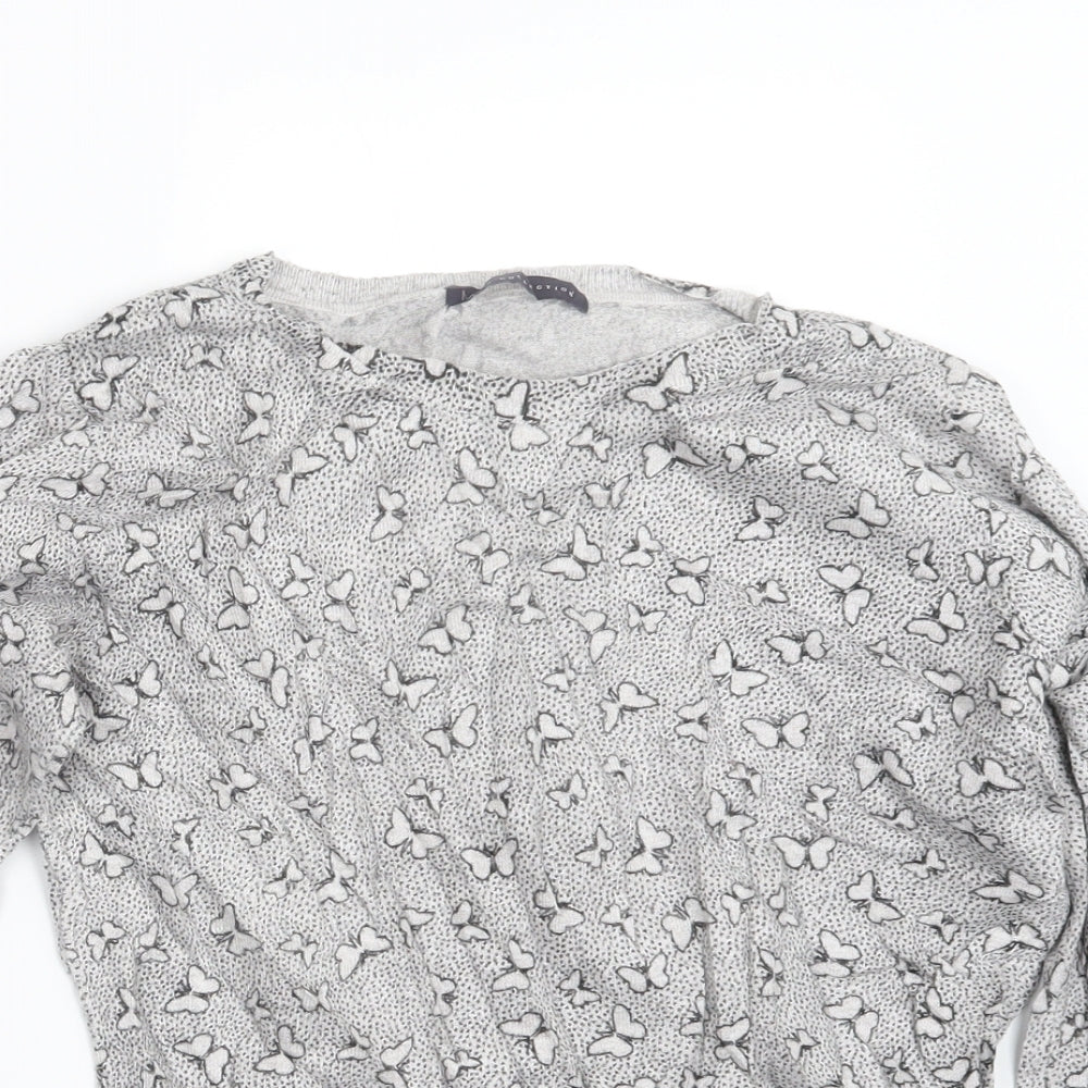 Marks and Spencer Womens Grey Geometric Knit Pullover Jumper Size 14