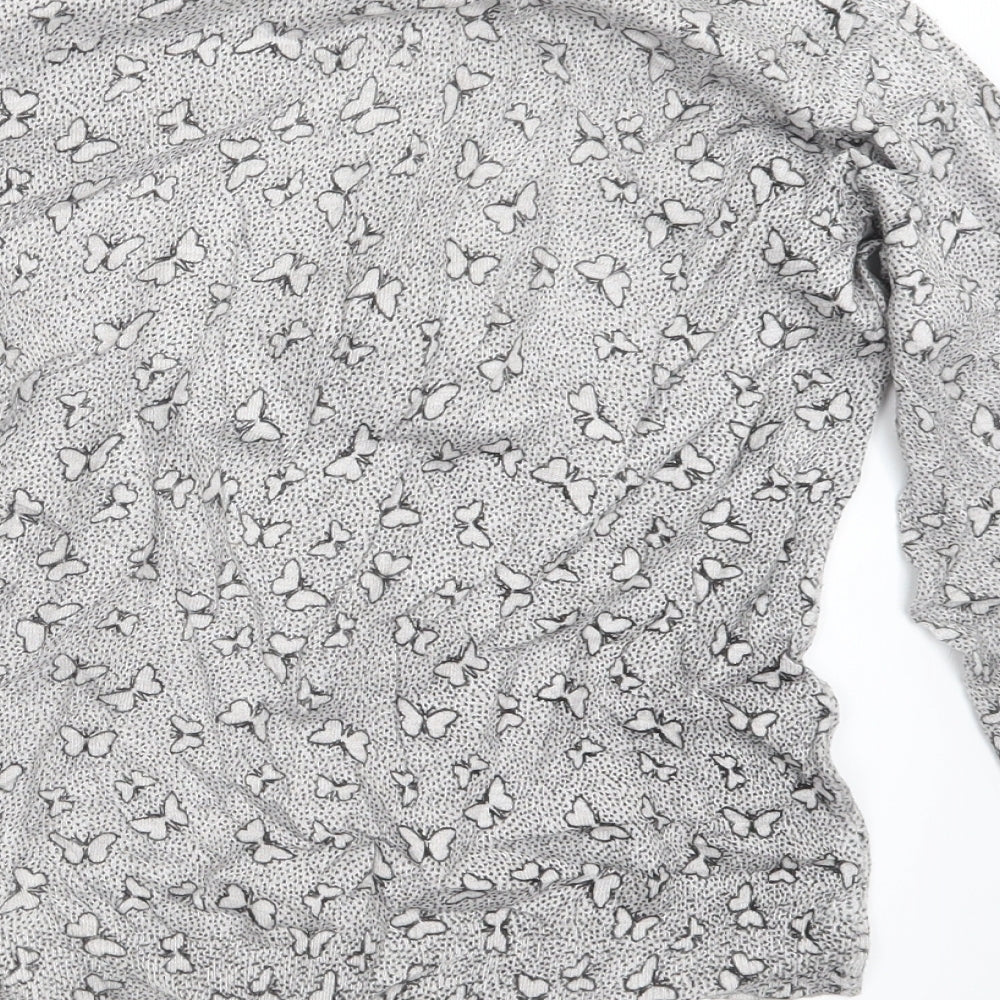 Marks and Spencer Womens Grey Geometric Knit Pullover Jumper Size 14