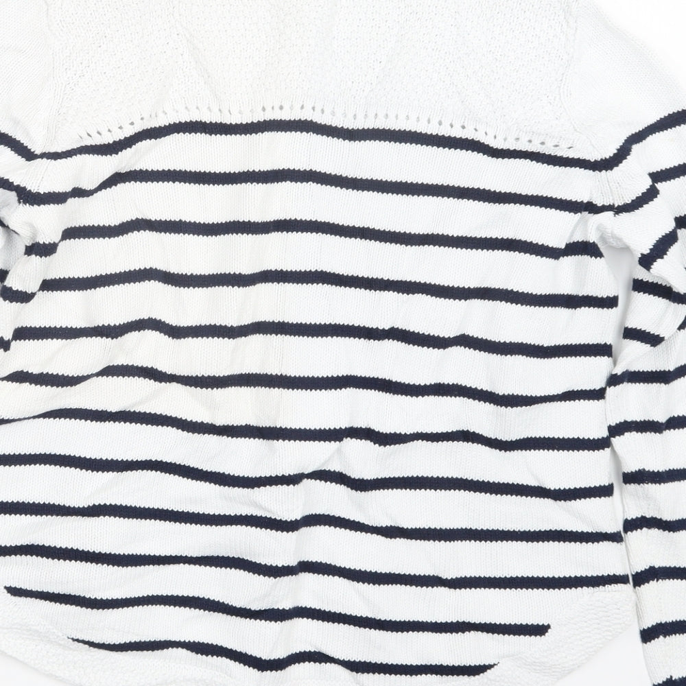 Marks and Spencer Womens White Striped Knit Pullover Jumper Size 14