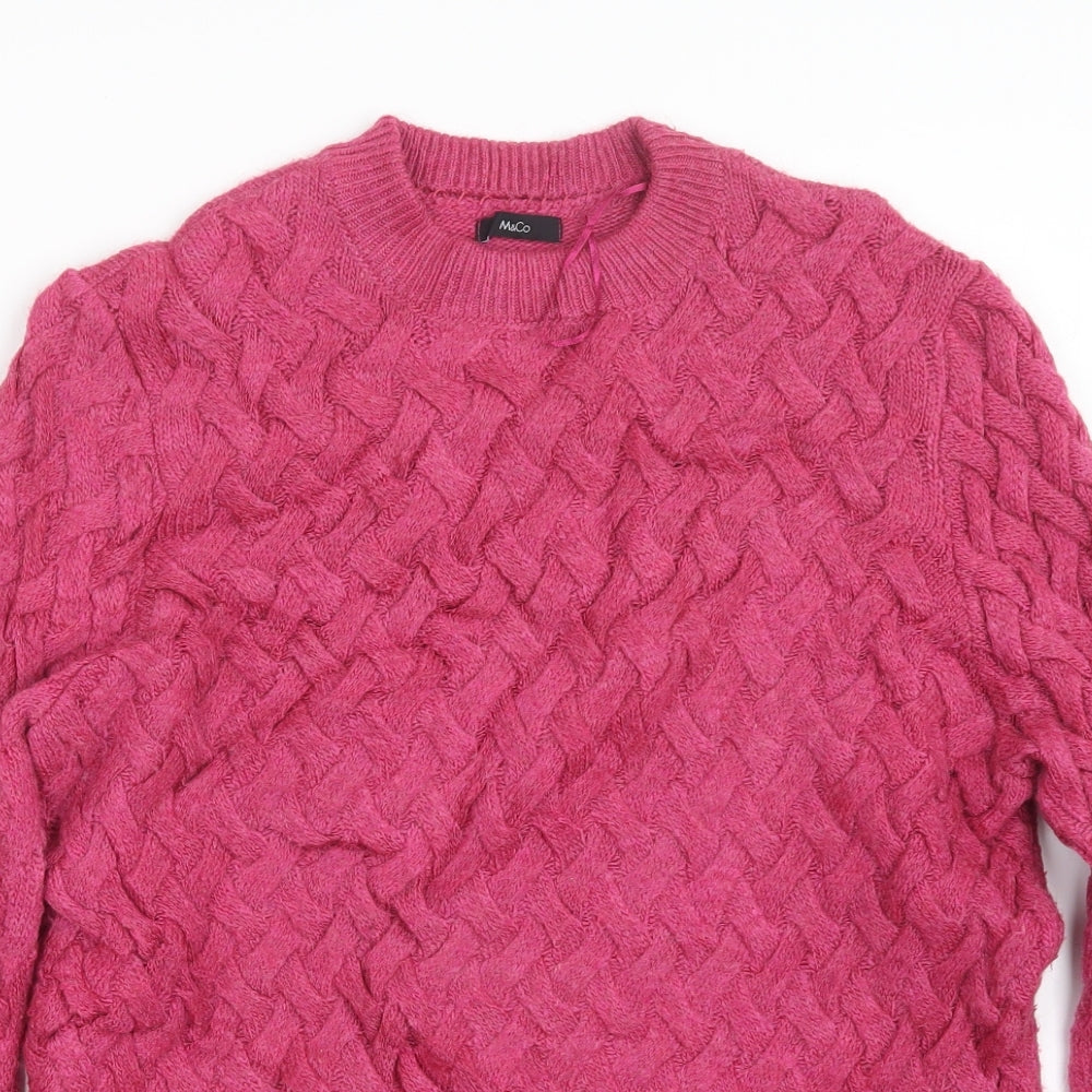 M&Co Womens Pink  Knit Pullover Jumper Size 14
