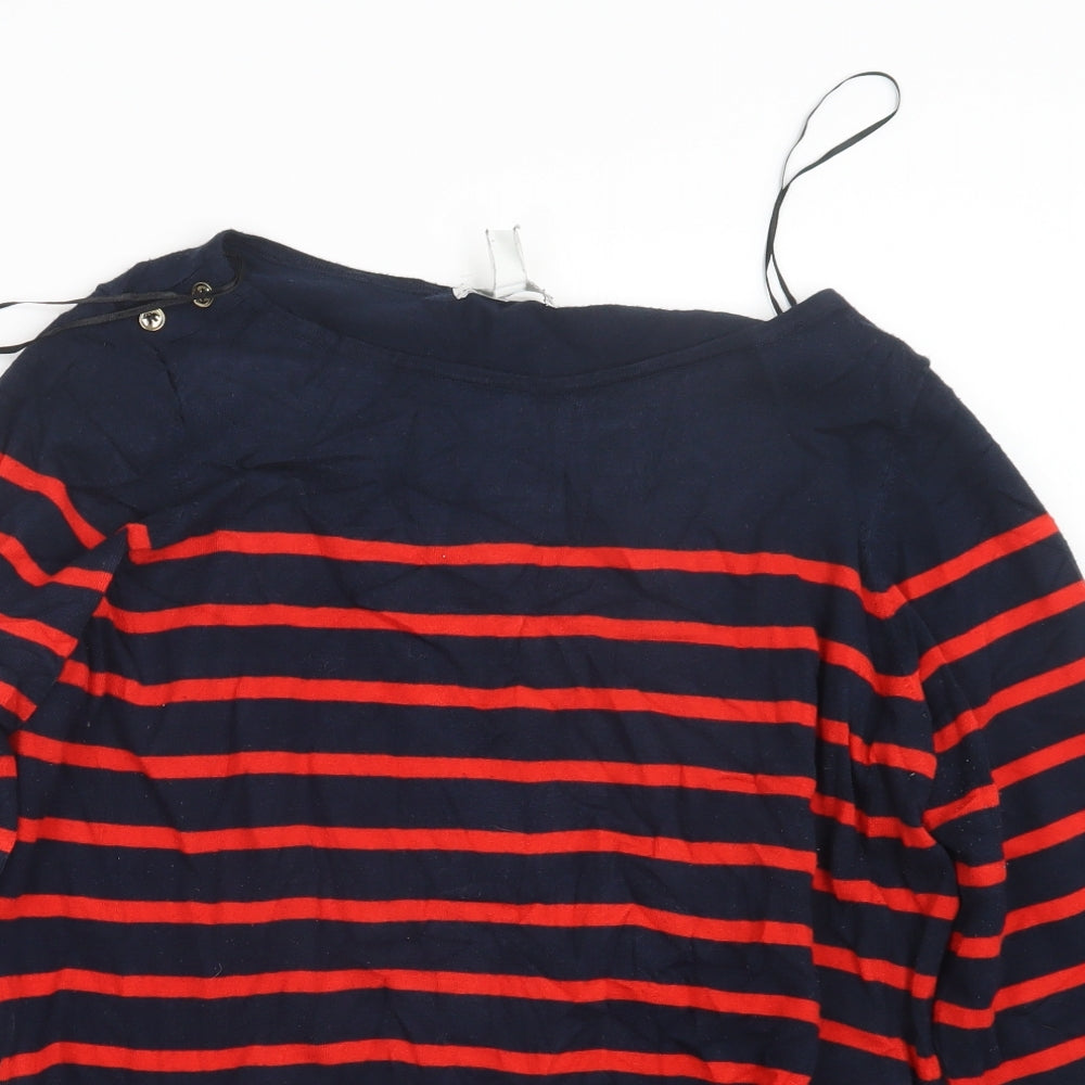 H&M Womens Red Striped Knit Pullover Jumper Size XL