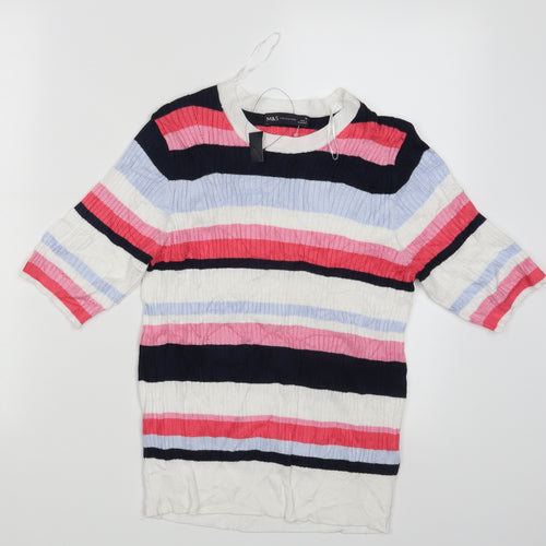 M&S Womens Multicoloured Striped  Pullover Jumper Size 12