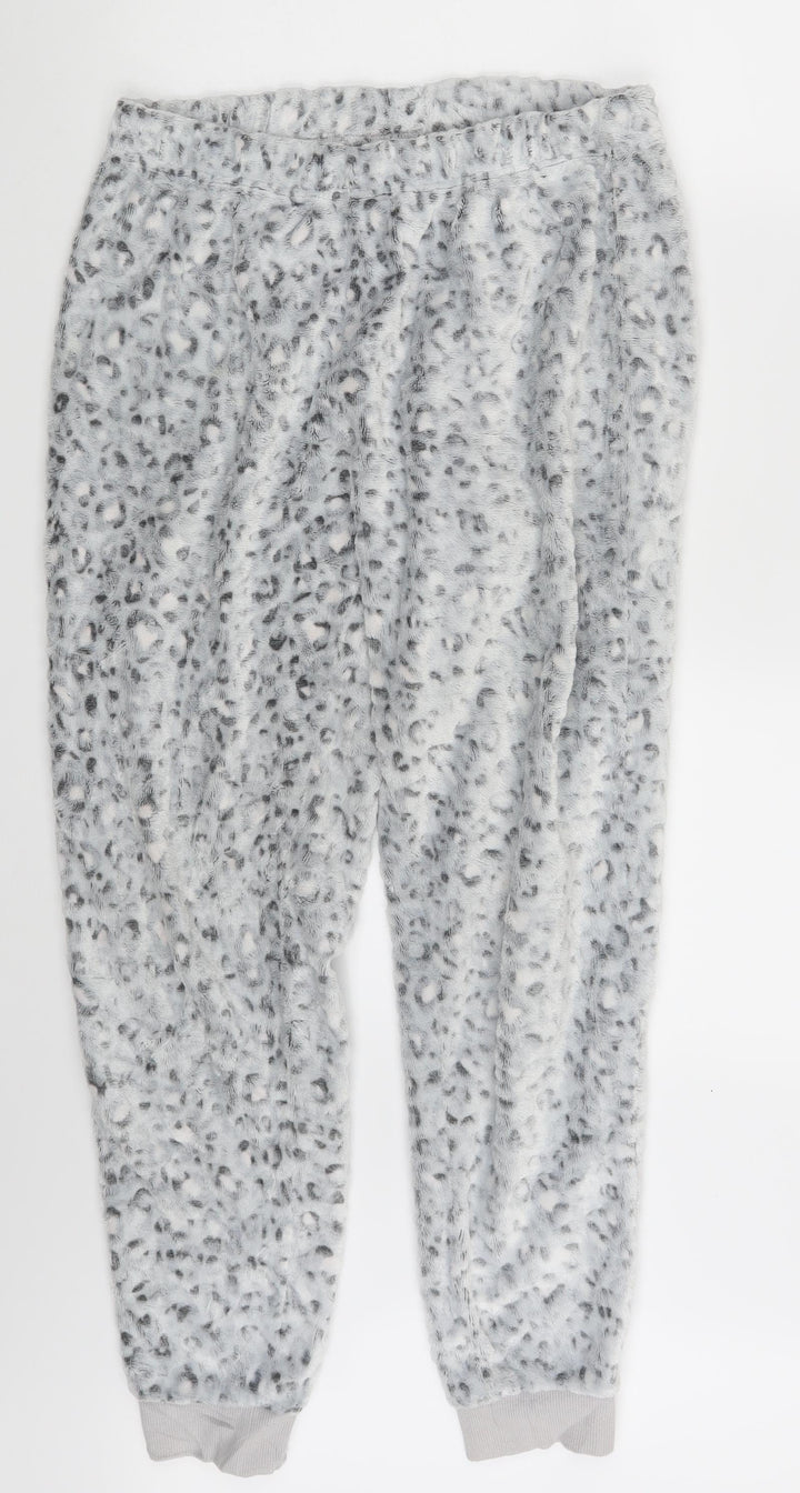 Debenhams Womens White Animal Print Sweatpants Trousers Size 12 L26 in