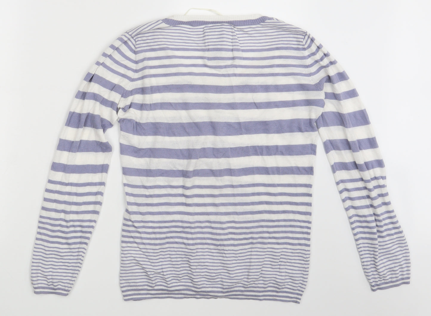 Aigle Womens White Striped  Pullover Jumper Size S