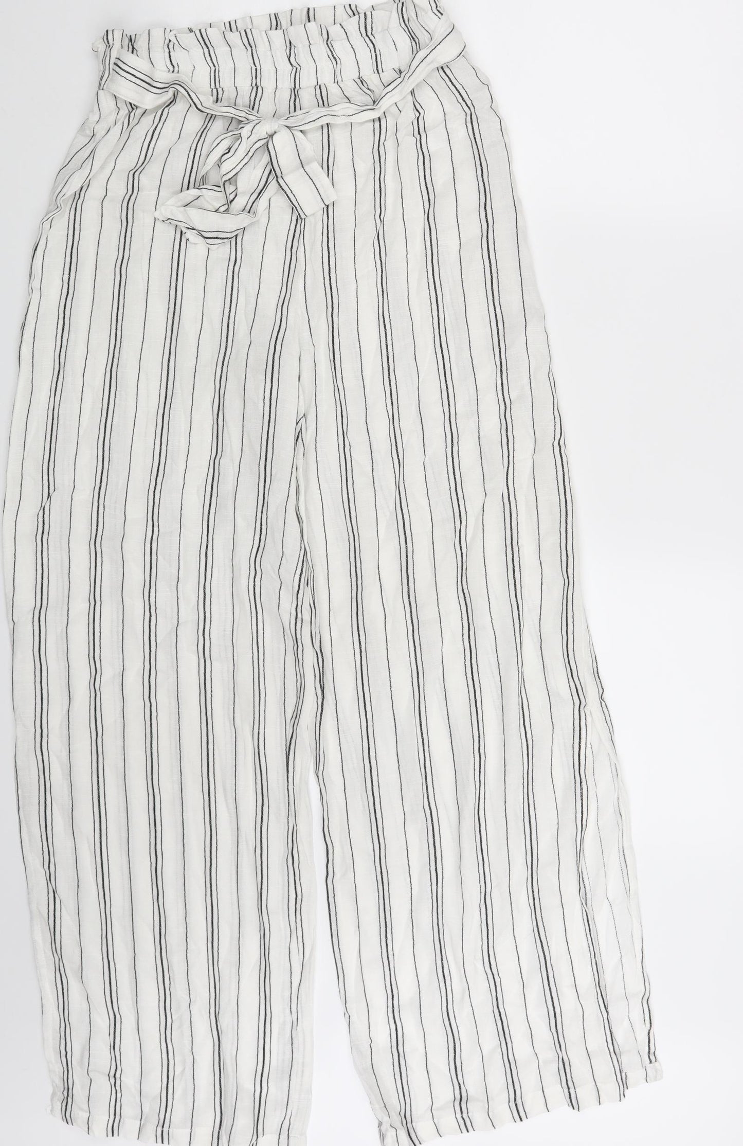 New Look Womens White Striped  Sweatpants Trousers Size S L30 in